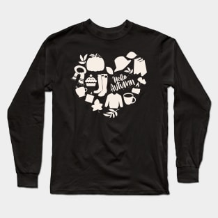 Cute October heart Autumn is my favorite season, love Fall pumpkin and halloween Long Sleeve T-Shirt